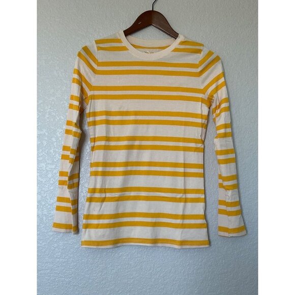 Merona Yellow White Ultimate LS Striped Shirt Top M - Picture 2 of 9